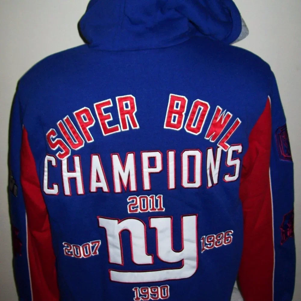 NEW YORK GIANTS 4 TIME SUPER BOWL CHAMPIONSHIP  Hooded M L XL